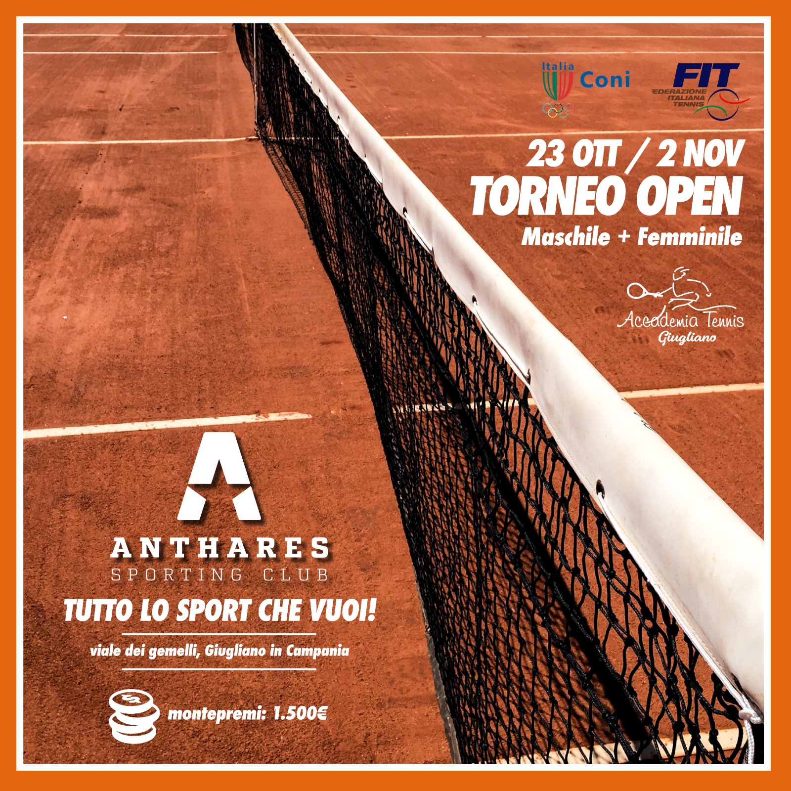 PRIMO OPEN ANTHARES GIUGLIANO dal 23 ottobre. Via alle iscrizioni. L’ultimo grande evento Open in Campania del 2019