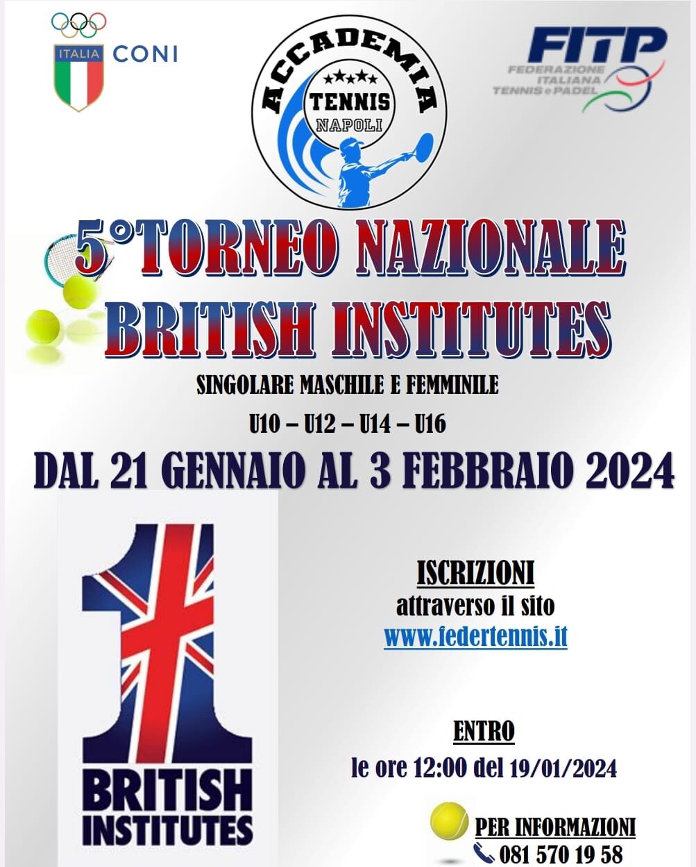 TORNA IL TROFEO BRITISH INSTITUTES, si gioca in Accademia dal 21 gennaio al 3 febbraio