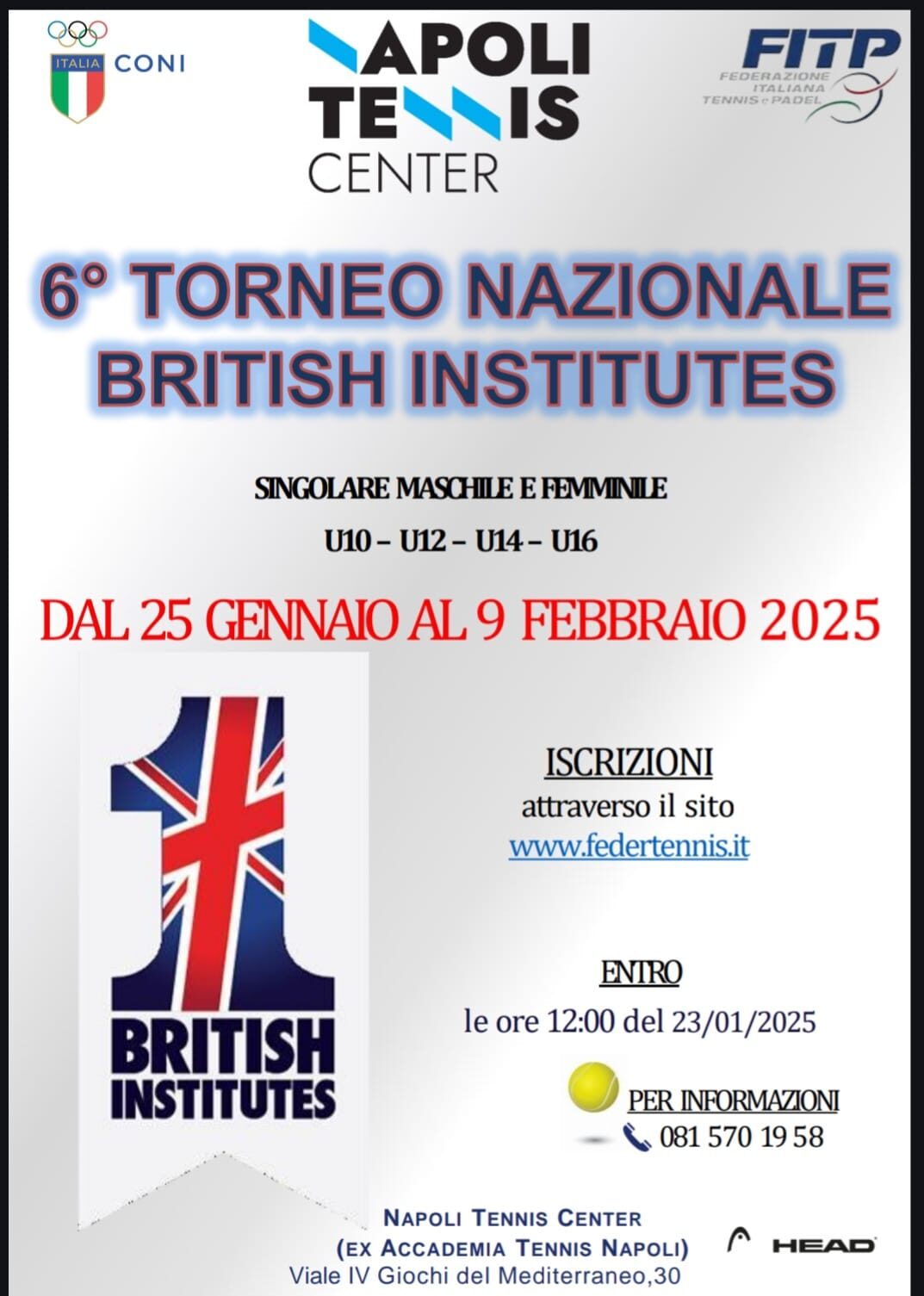 TORNA IL TORNEO GIOVANILE BRITISH INSTITUTES. Sarà uno show